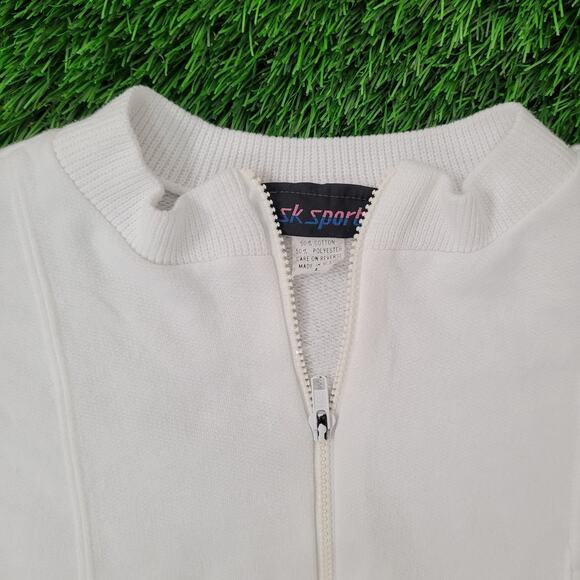 Vintage 80s MOD Track Jacket Women Large 22x22 Crop Boxy USA - Picture 11 of 13